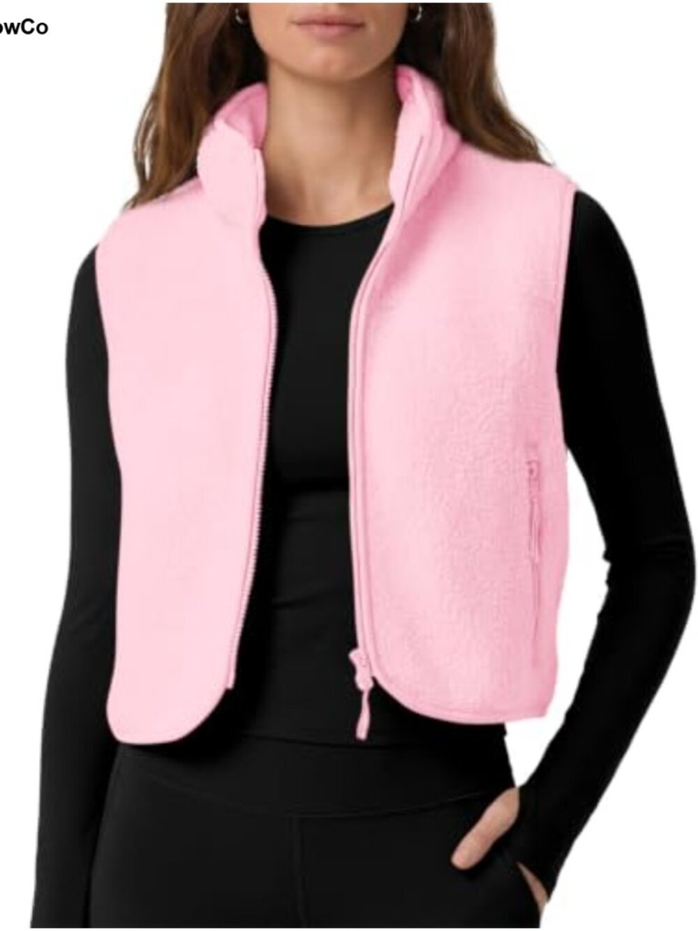 Womens Cropped Fleece Vest Sleeveless Zip Up Sherpa Jacket Warm Outwear